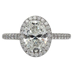 Tiffany & Co. 1.27 Carat G VS1 Oval Diamond Soleste Halo Solitaire Ring