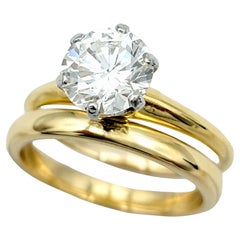 Tiffany & Co. 1.28 Carat Diamond Solitaire Ring with Wedding Band in 18K Gold