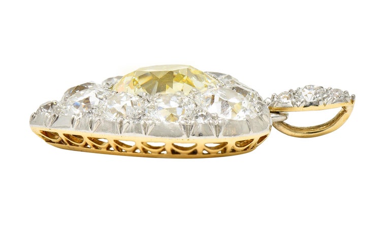 Tiffany & Co. 12.81 Carat Natural Yellow Diamond 18 Karat Gold Heart Pendant GIA For Sale 1
