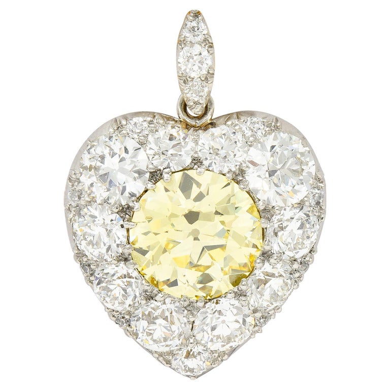 Tiffany & Co. 12.81 Carat Natural Yellow Diamond 18 Karat Gold Heart Pendant GIA For Sale