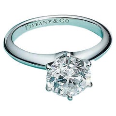 Tiffany & Co. 1.29 Carat Cushion Cut Diamond Platinum Solitaire Ring D VVS2
