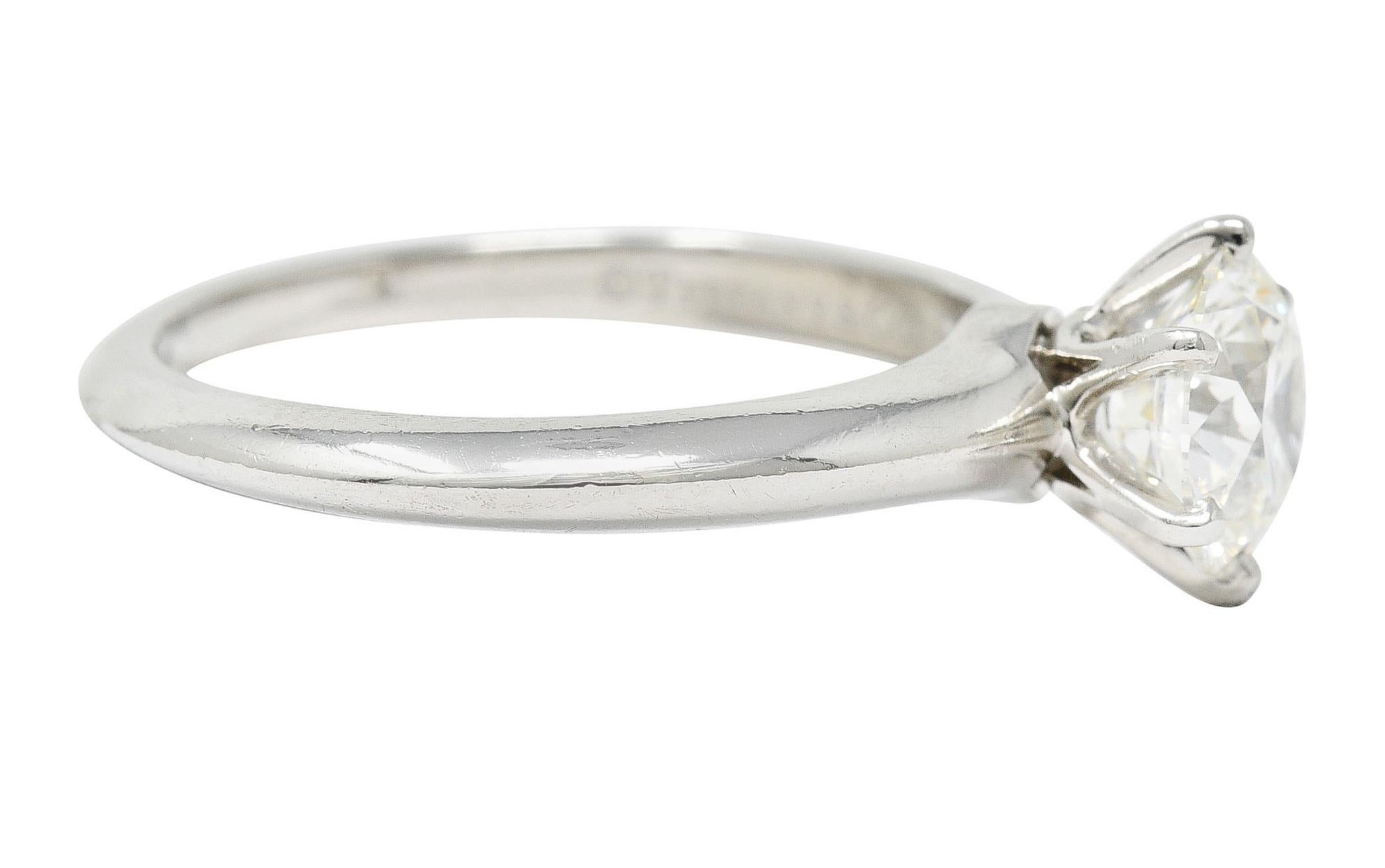 Brilliant Cut Tiffany & Co. 1.29 Carats Diamond Platinum Solitaire Engagement Ring For Sale