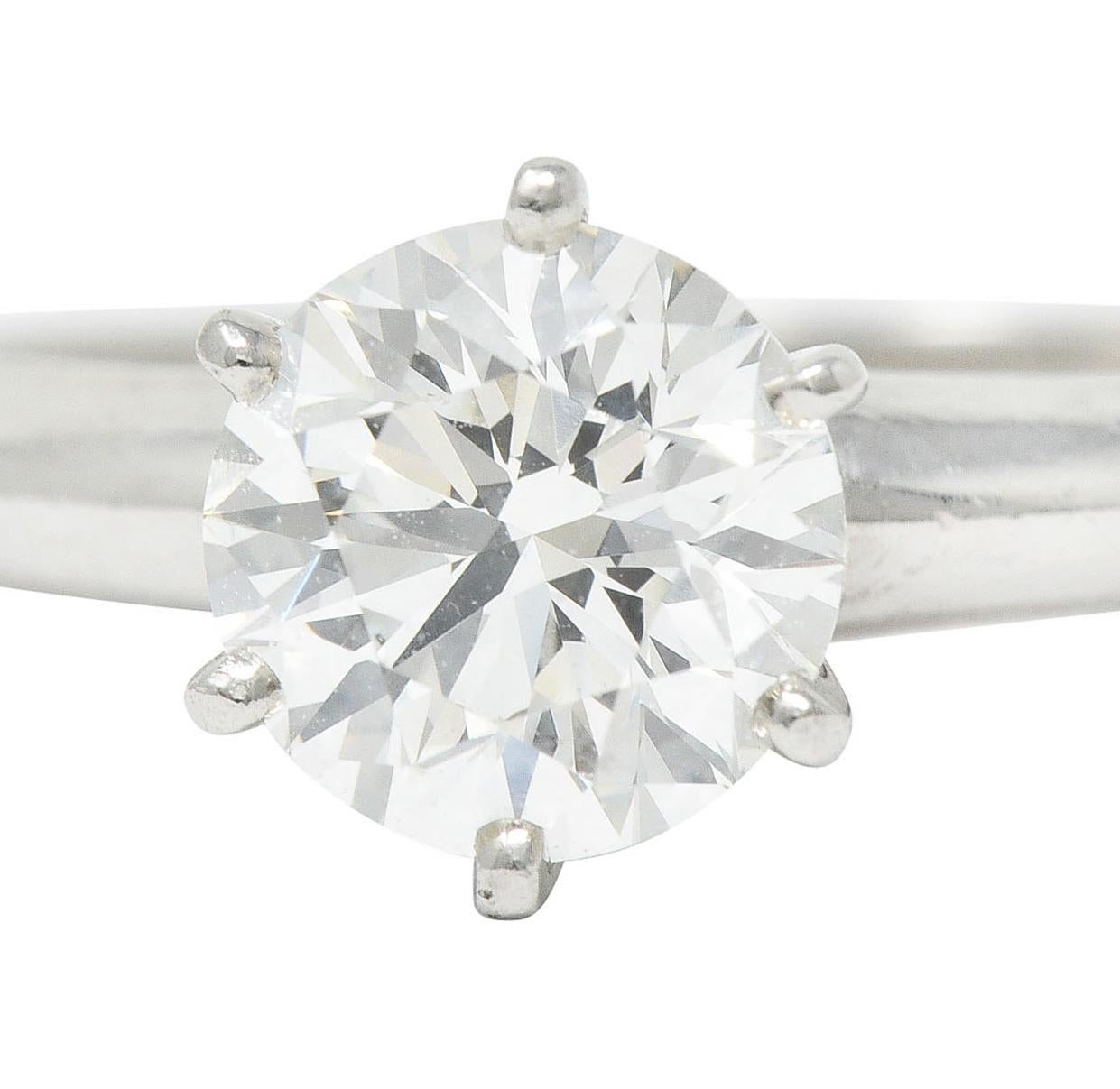 Tiffany & Co, bague de fiançailles solitaire en platine avec diamants de 1,29 carat en vente 2