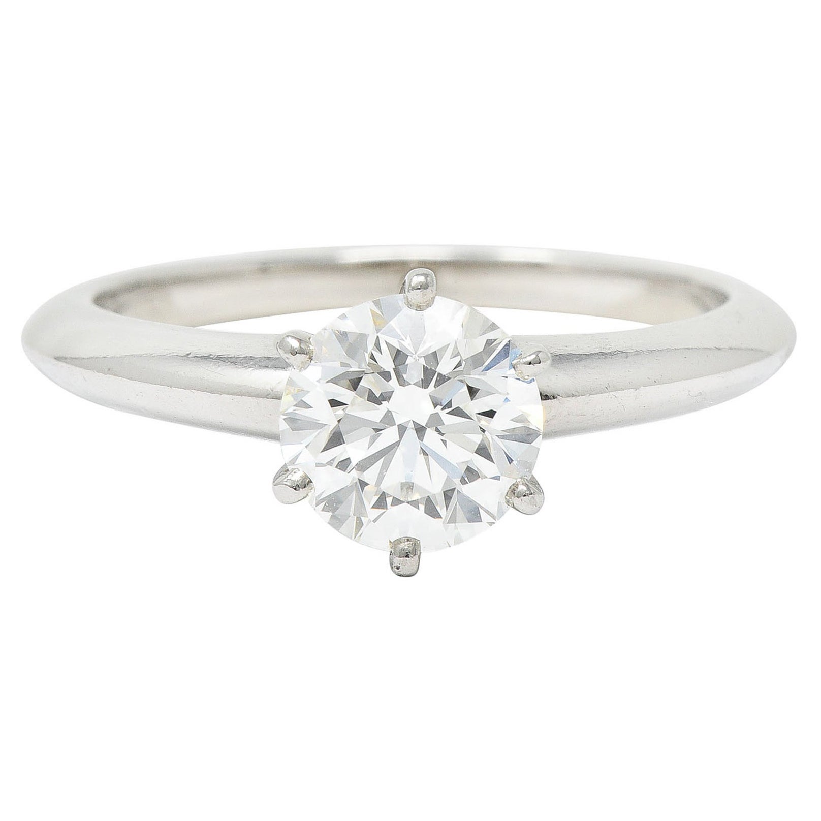Tiffany & Co, bague de fiançailles solitaire en platine avec diamants de 1,29 carat