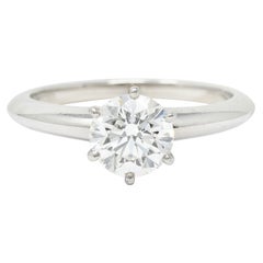 Tiffany & Co, bague de fiançailles solitaire en platine avec diamants de 1,29 carat