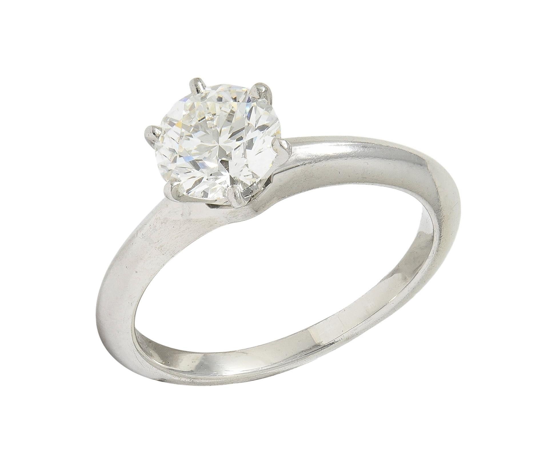 Tiffany & Co. 1.29 CTW Diamond Platinum Contemporary Solitaire Engagement Ring For Sale 7