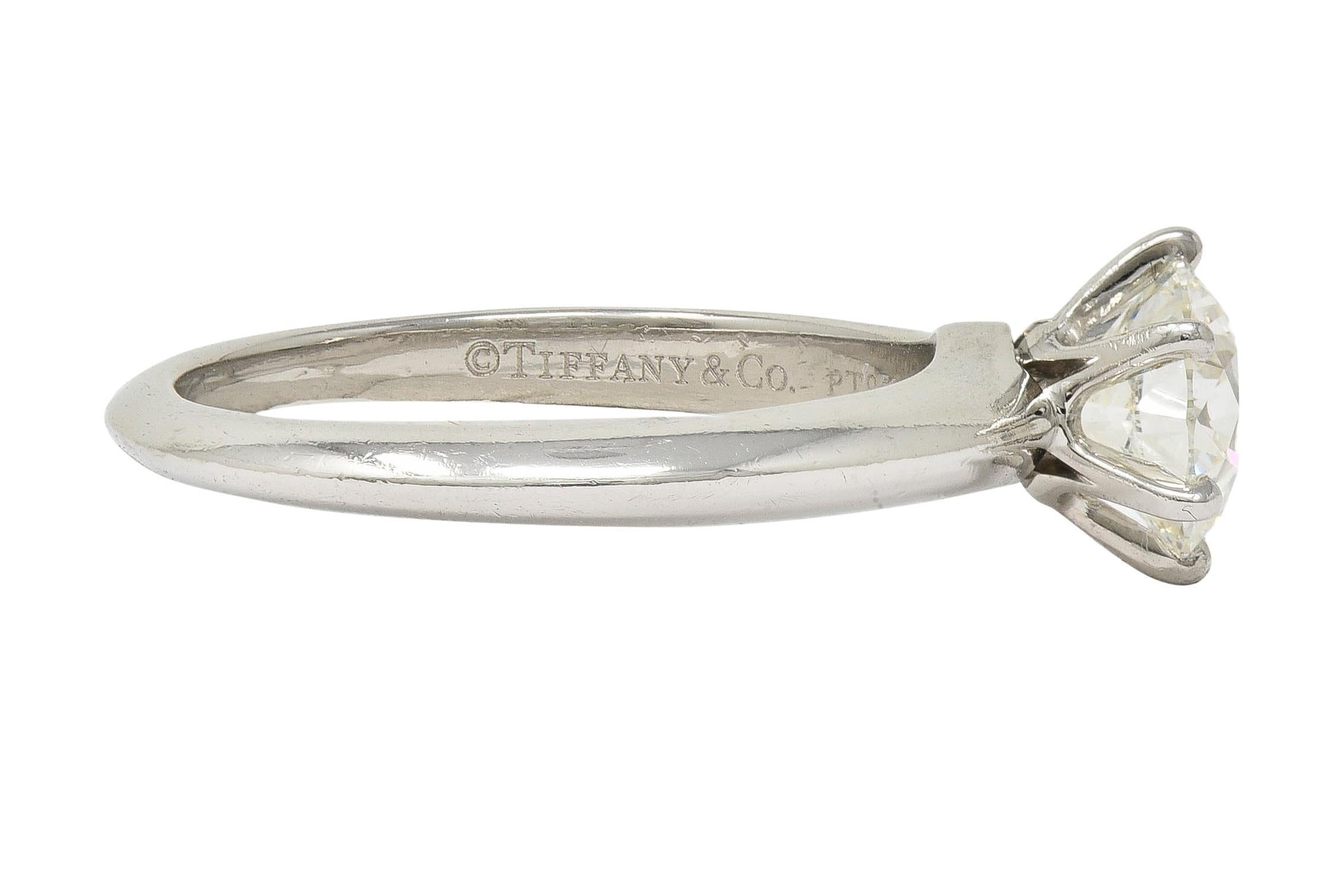 Tiffany & Co. 1.29 CTW Diamond Platinum Contemporary Solitaire Engagement Ring In Excellent Condition For Sale In Philadelphia, PA
