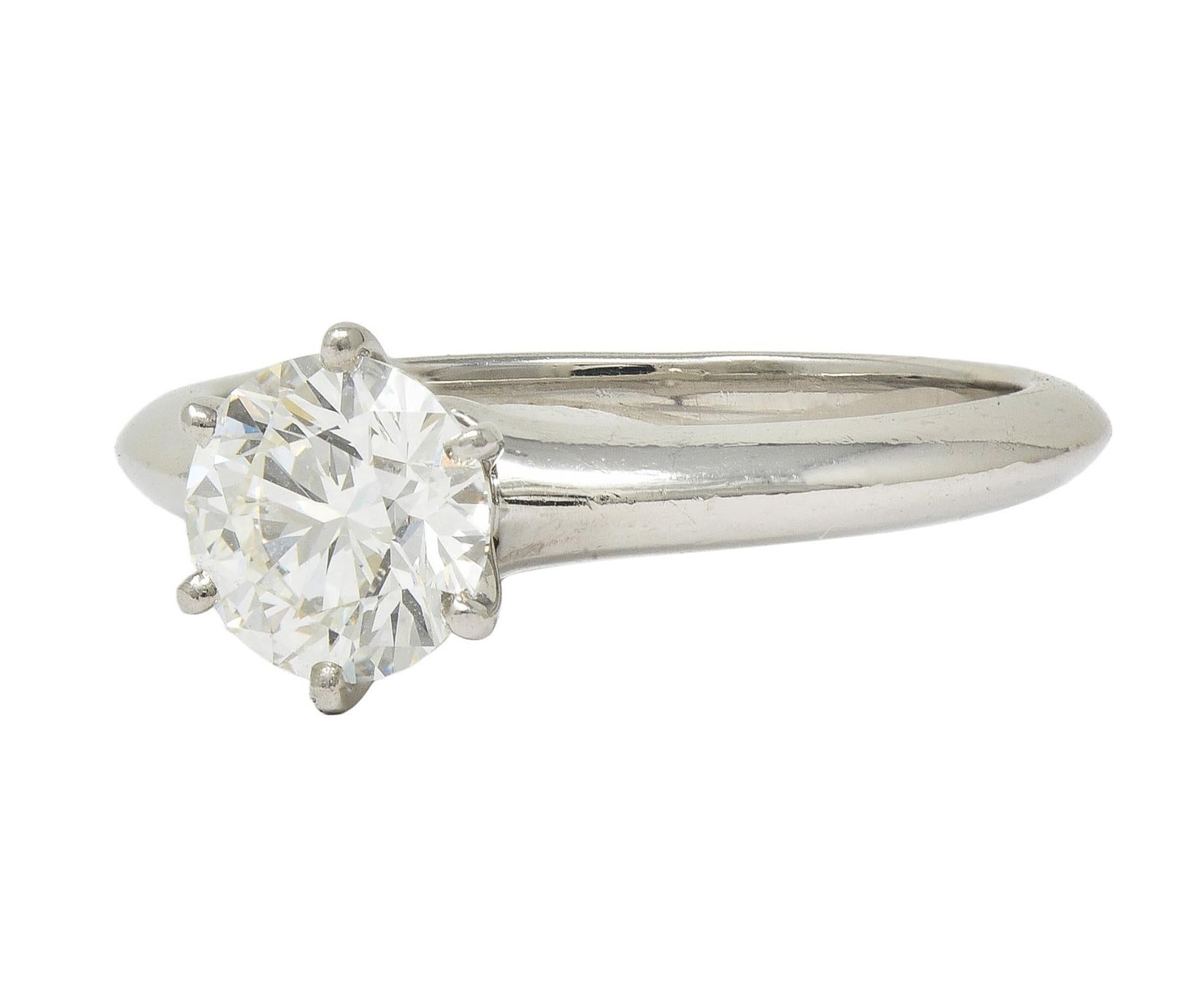 Tiffany & Co. 1.29 CTW Diamond Platinum Contemporary Solitaire Engagement Ring For Sale 2