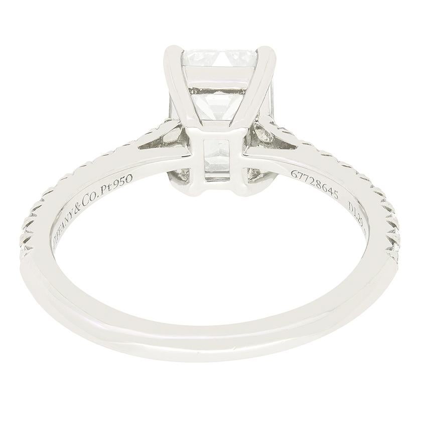 Emerald Cut Tiffany & Co. 1.29ct Diamond 'Novo' Solitaire Ring For Sale