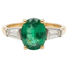 Tiffany
Co. 1,30 Karat Smaragd und Diamant Baguette Ring in 18K Golding Co.