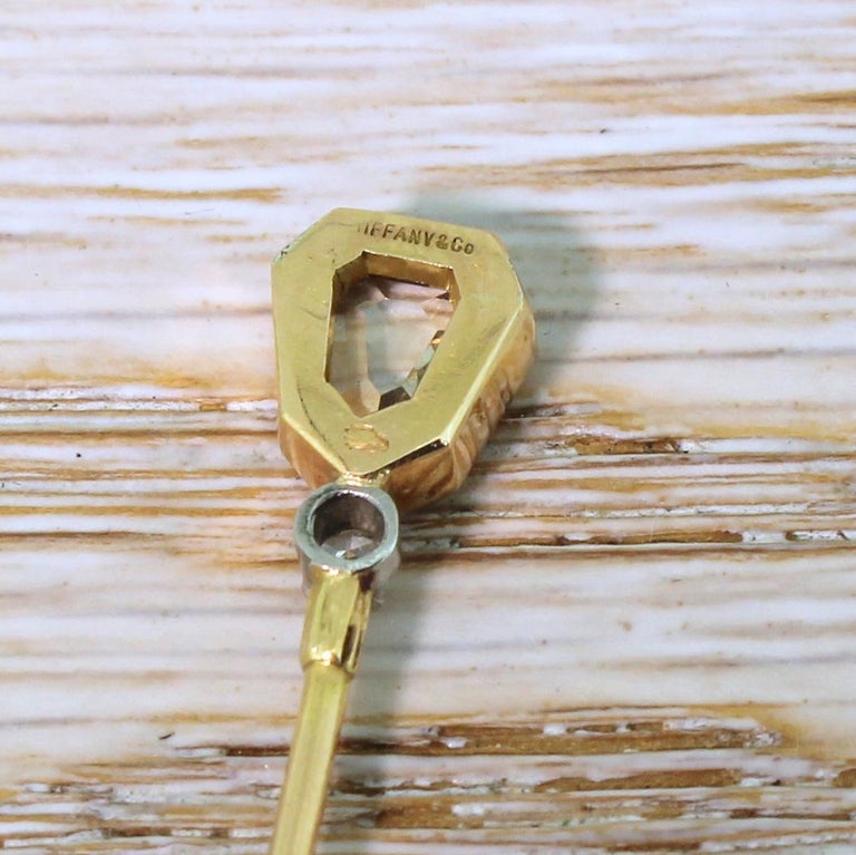 Tiffany and Co. 1.30 Carat Old Shield Cut Diamond Lapel Pin For Sale at