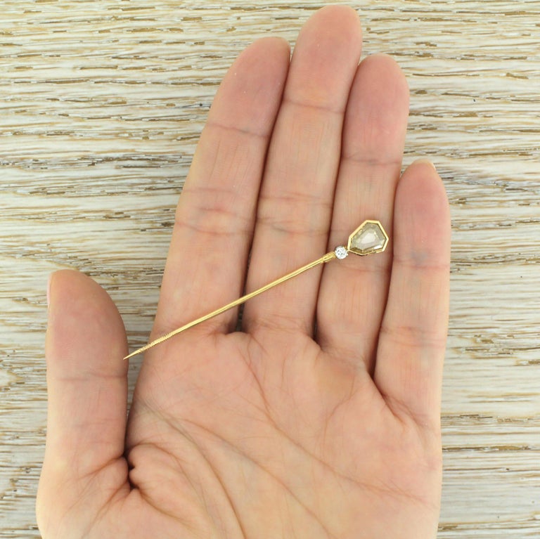 Tiffany and Co. 1.30 Carat Old Shield Cut Diamond Lapel Pin For Sale at