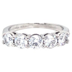 Tiffany & Co 1.30 Carat Platinum Diamond Band Ring VVS1-VVS2 D-E Prong Set