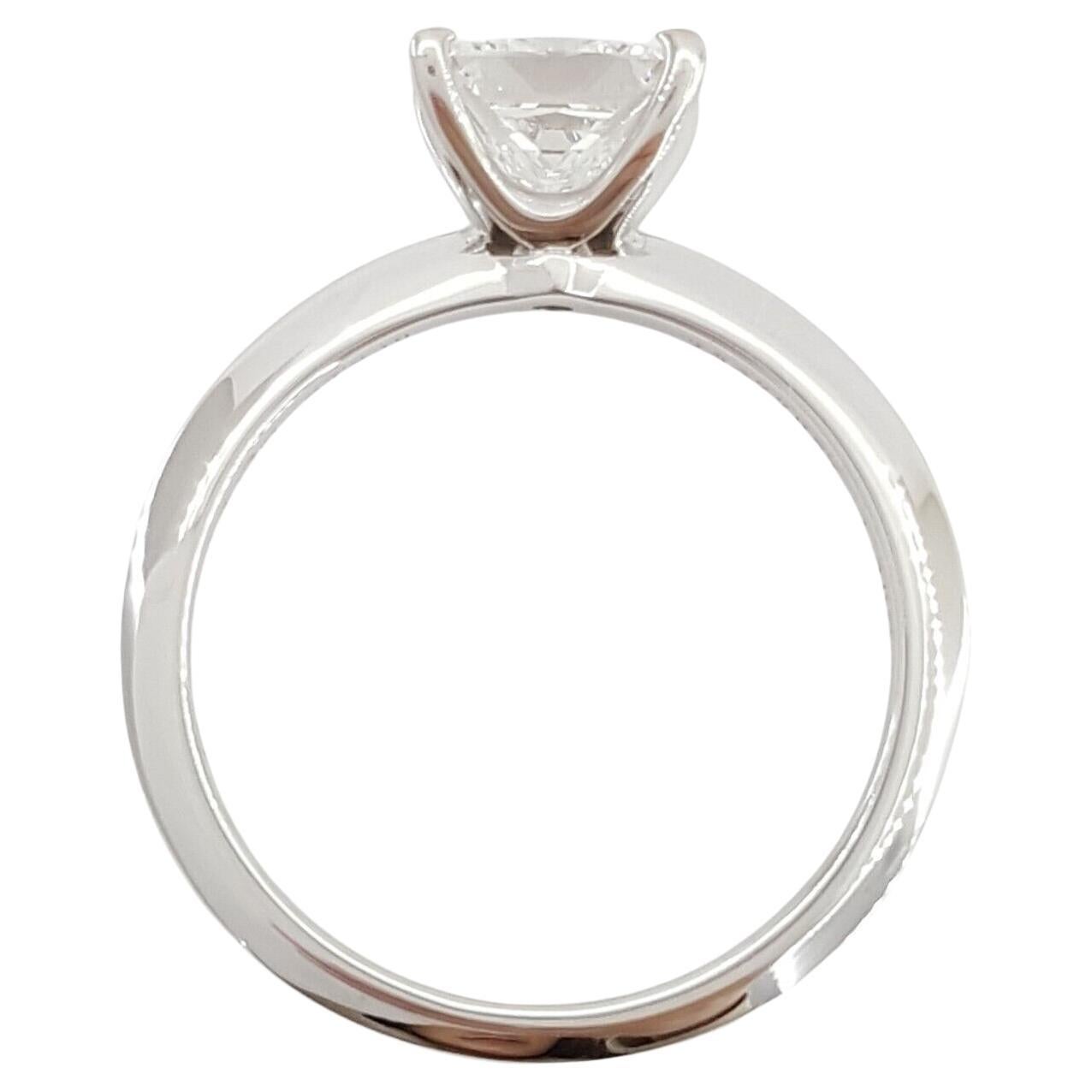 Tiffany & Co. 1.3 ct Platinum Princess Brilliant Cut Diamond Solitaire Engagement Ring.