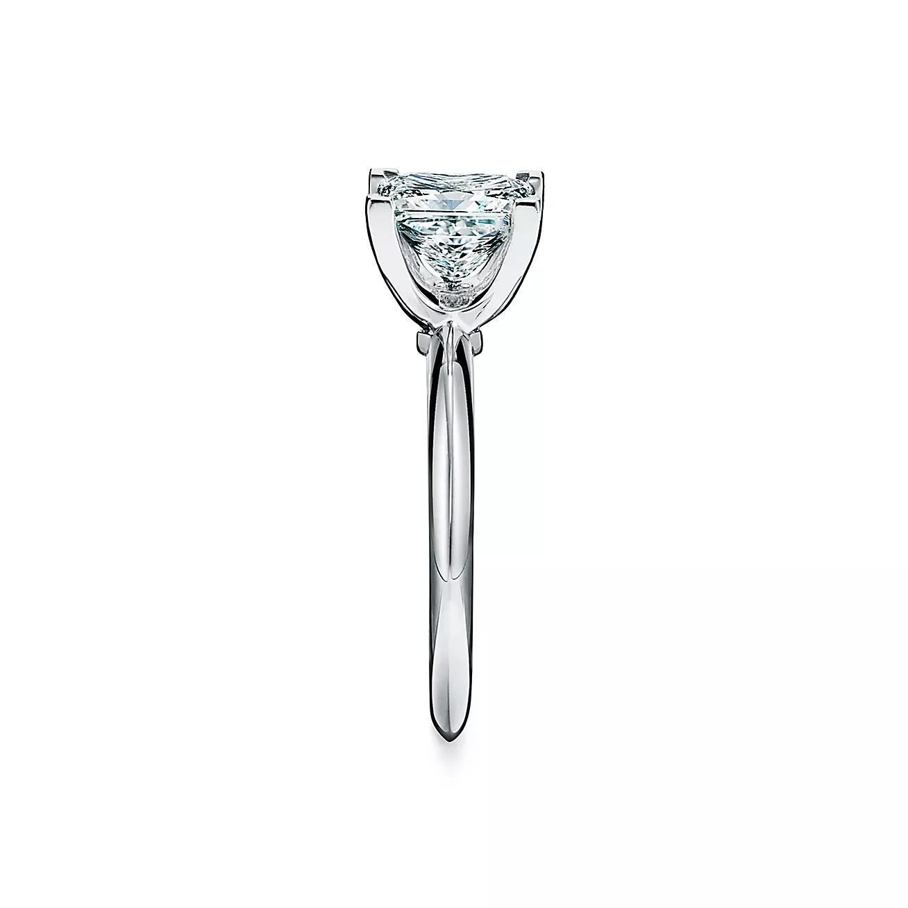 Modern Tiffany & Co. 1.30 Carat  Platinum Princess Brilliant Cut Diamond Solitaire Ring
