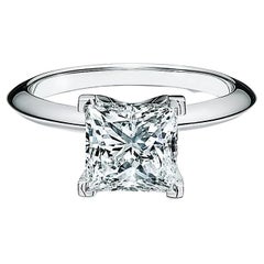 Tiffany & Co. 1.30 Carat  Platinum Princess Brilliant Cut Diamond Solitaire Ring