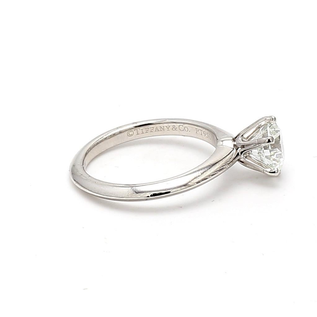 Brilliant Cut Tiffany & Co 1.30 Carat Round Brilliant H VS2 Diamond Platinum Engagement Ring For Sale