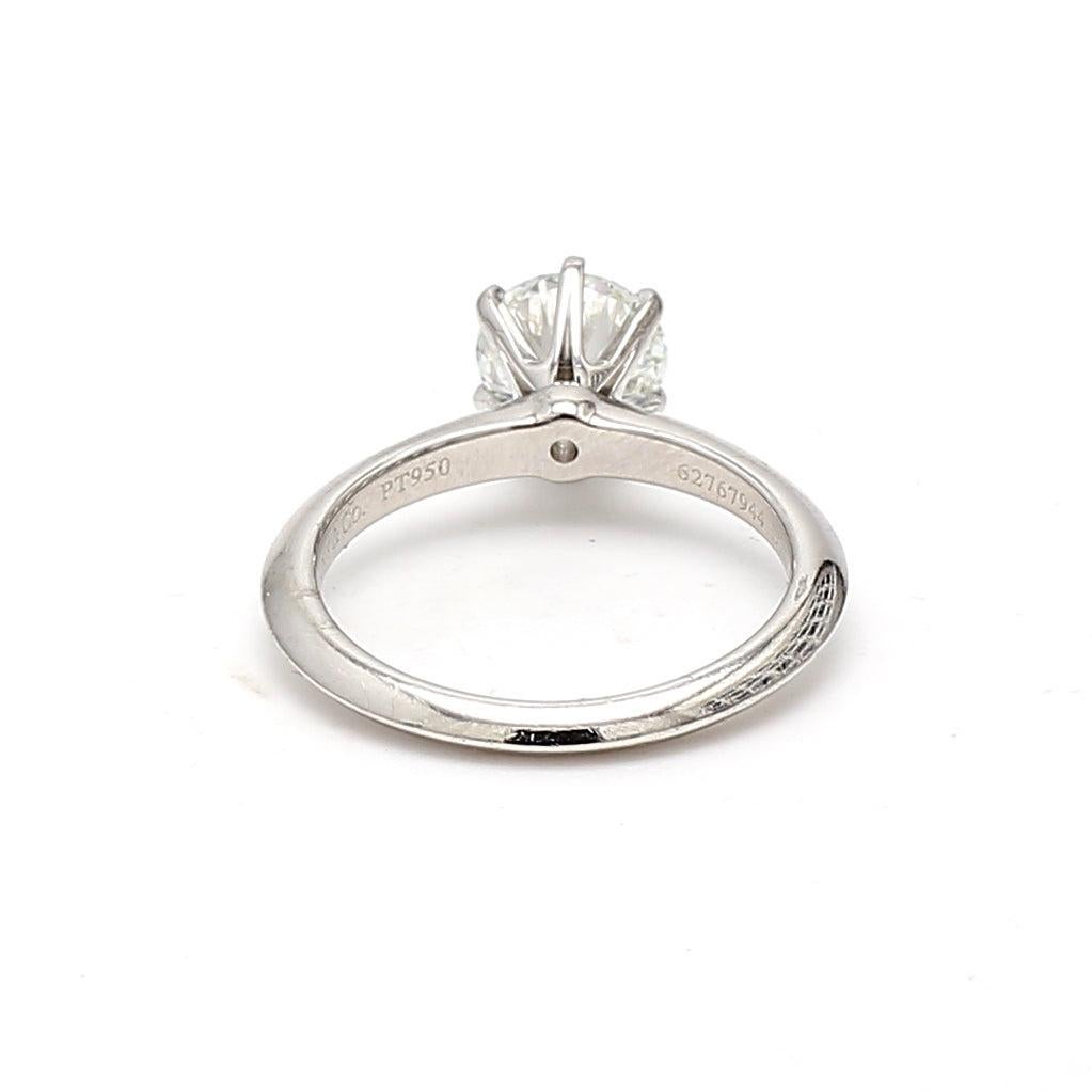 Women's Tiffany & Co 1.30 Carat Round Brilliant H VS2 Diamond Platinum Engagement Ring For Sale