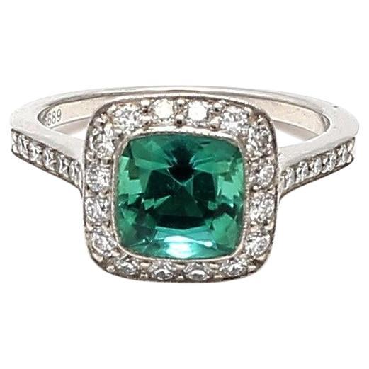 Tiffany & Co 1.30 Carat Tourmaline 0.50 Carat Diamond Platinum Engagement Ring