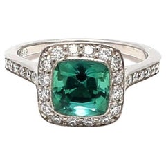 Tiffany & Co 1.30 Carat Tourmaline 0.50 Carat Diamond Platinum Engagement Ring
