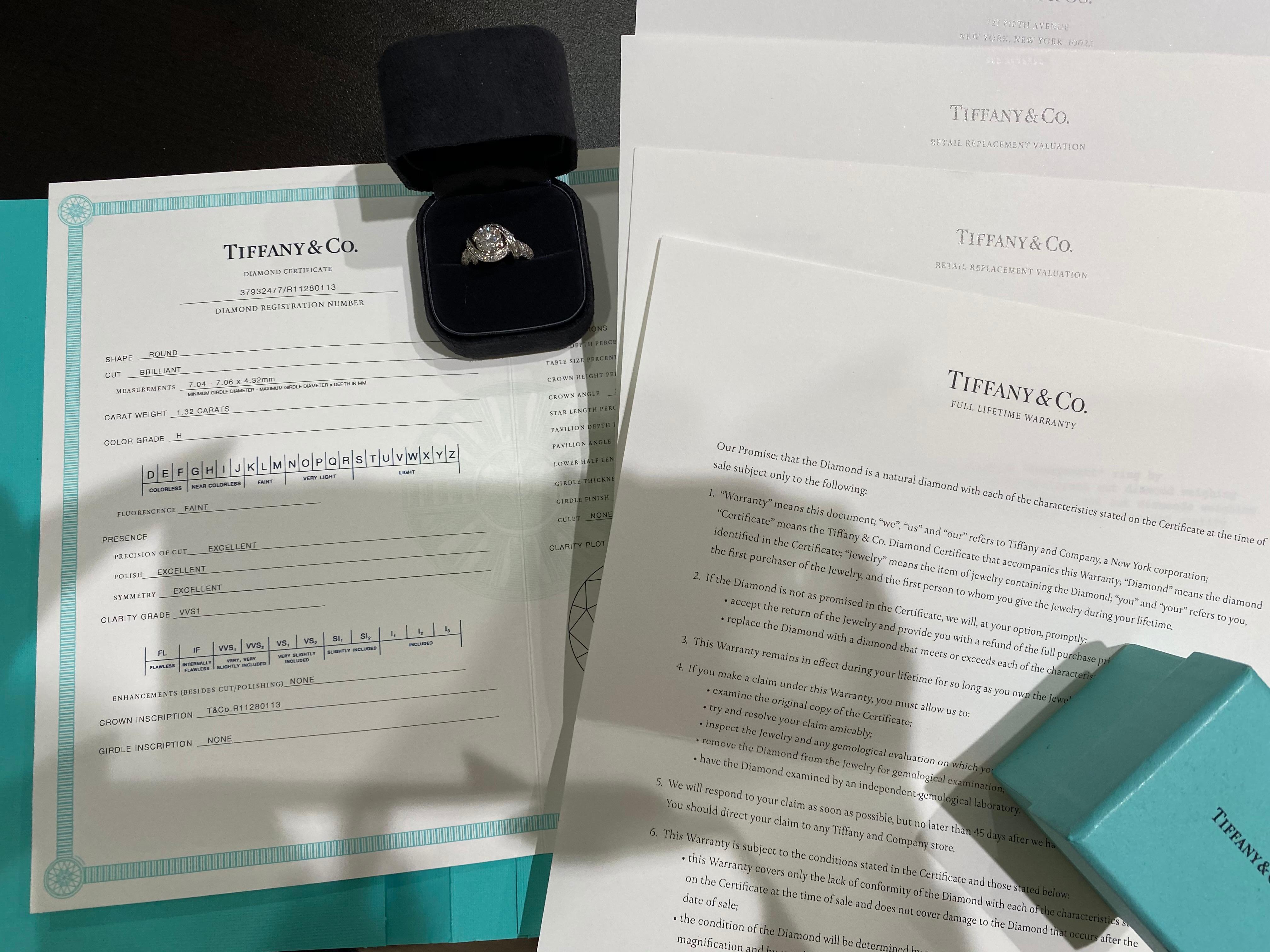 Tiffany & Co. 1.32 Carat Round Brilliant Ring with 1.43ctw Accent Diamonds 3