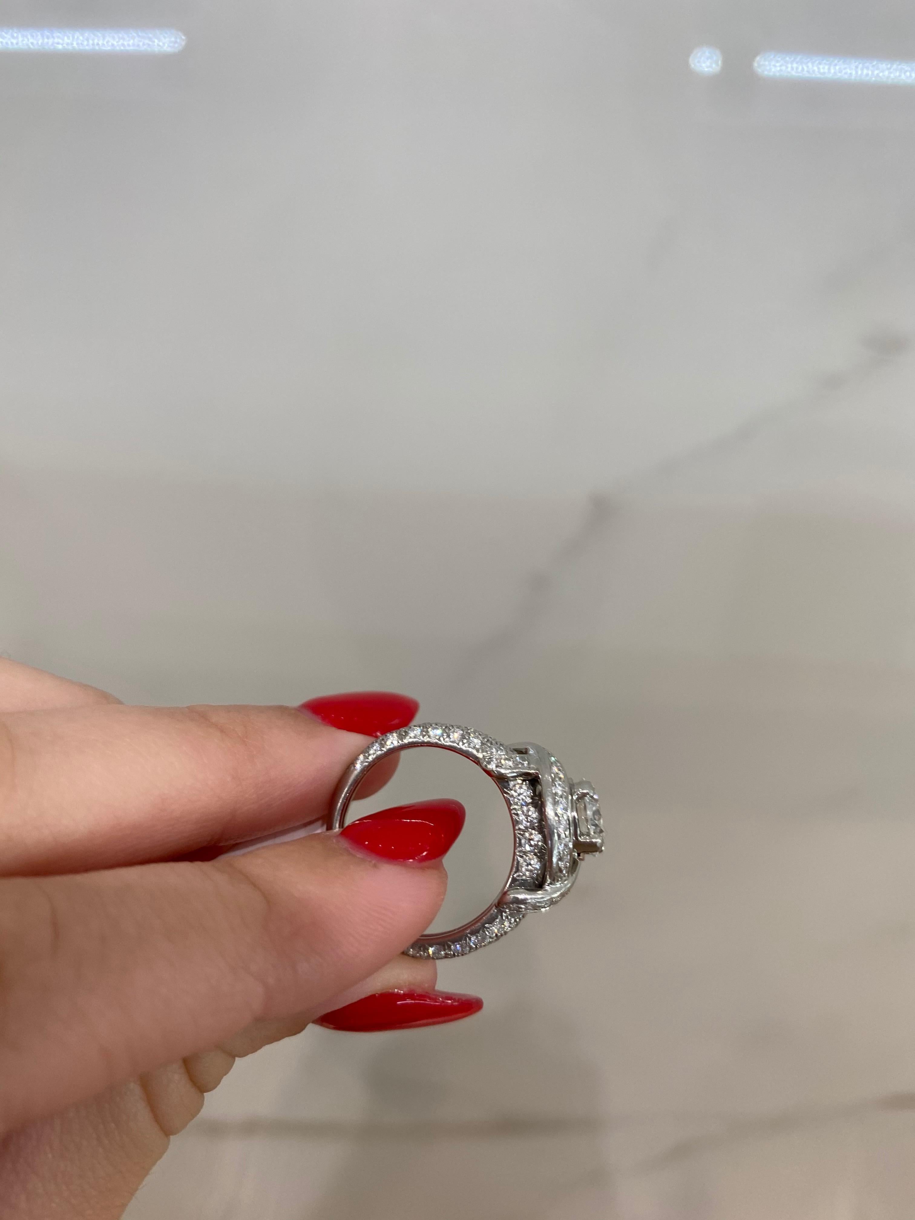 Women's or Men's Tiffany & Co. 1.32 Carat Round Brilliant Ring with 1.43ctw Accent Diamonds