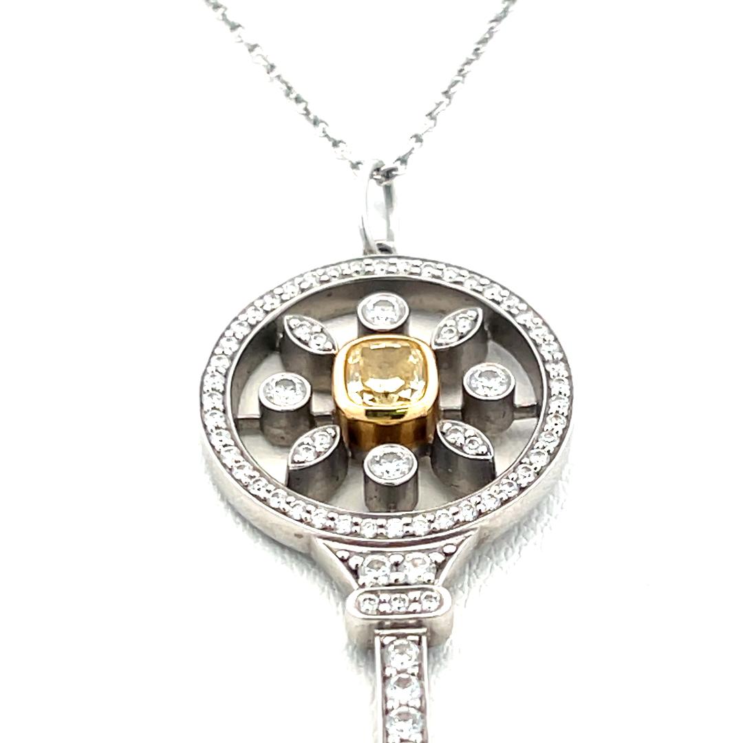 Tiffany & Co. Collana con ciondolo a forma di chiave in platino e diamante da 1,33 carati in vendita 1