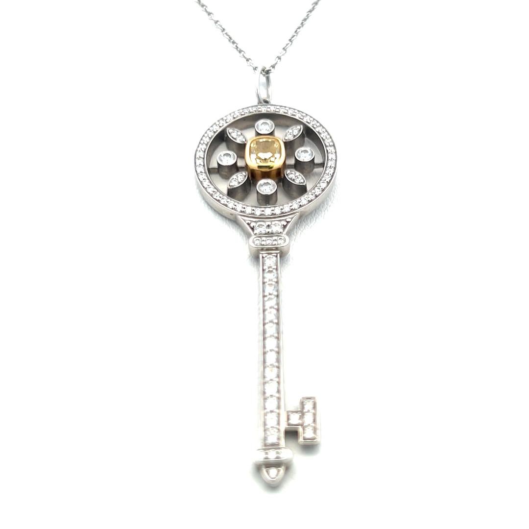 Tiffany & Co. Collana con ciondolo a forma di chiave in platino e diamante da 1,33 carati in vendita 2