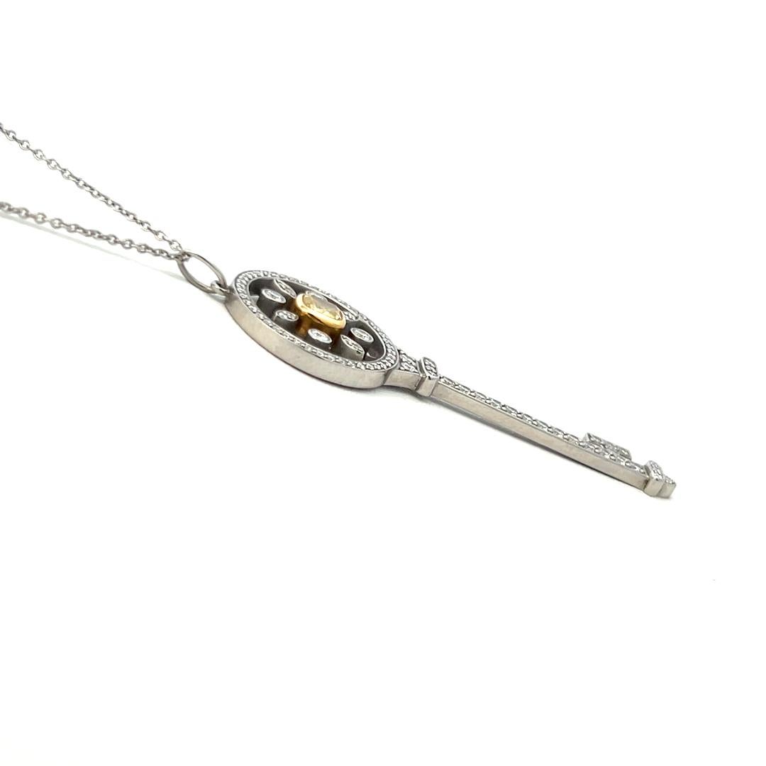 Tiffany & Co. Collana con ciondolo a forma di chiave in platino e diamante da 1,33 carati in vendita 4