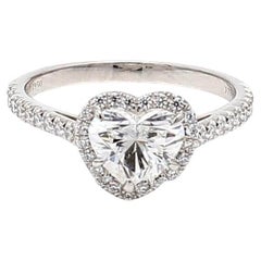 Tiffany & Co 1.33 Carat Heart Shape and Round Diamond Platinum Halo Ring