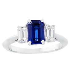 Tiffany & Co. 1.35ct Blue Sapphire & Diamond Three Stone Ring