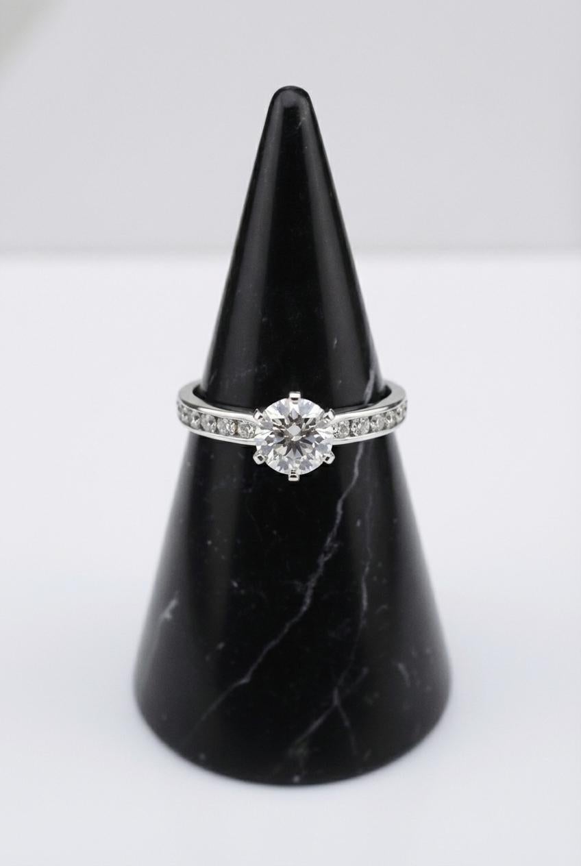 Round Cut Tiffany & Co. 1.36Carat Certified Round Brilliant Diamond Engagement Ring For Sale