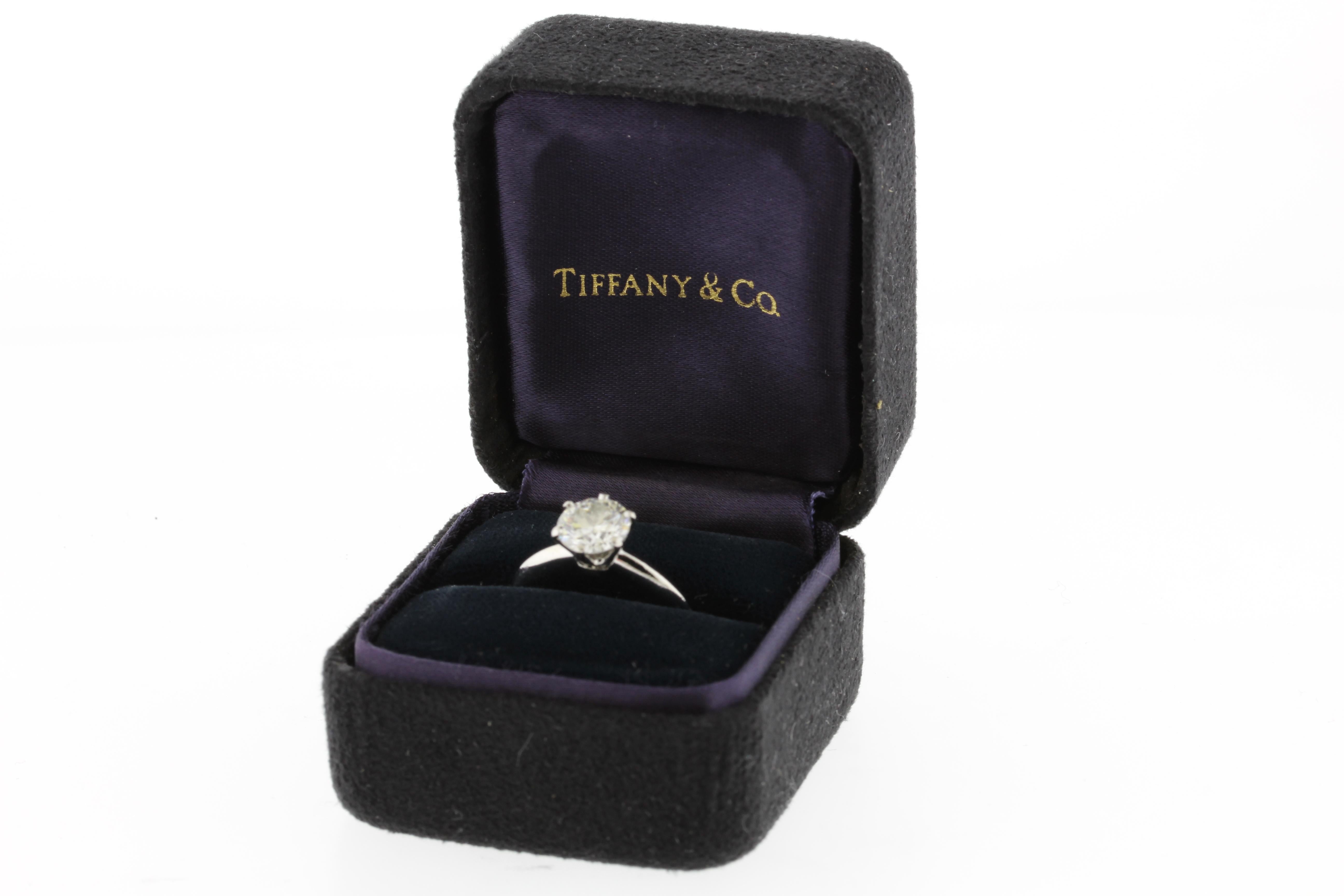 Brilliant Cut Tiffany & Co. 1.37 Carat Diamond Knife Edge Engagement Ring  For Sale