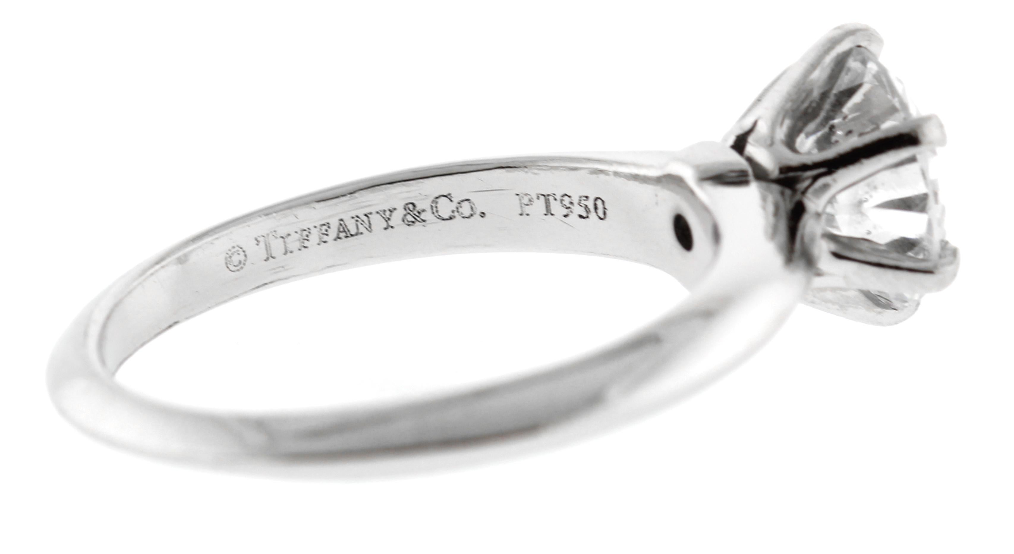 Tiffany & Co. 1.37 Carat Diamond Knife Edge Engagement Ring  In Excellent Condition For Sale In Bethesda, MD
