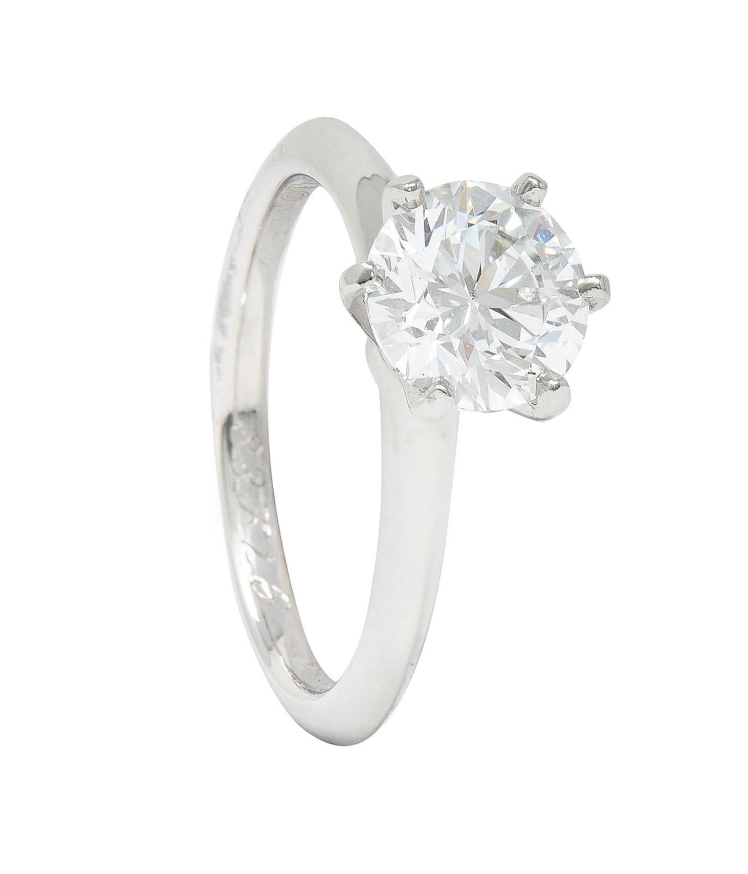 Tiffany & Co. Bague de fiançailles solitaire en platine avec diamants de 1,38 carat en vente 5