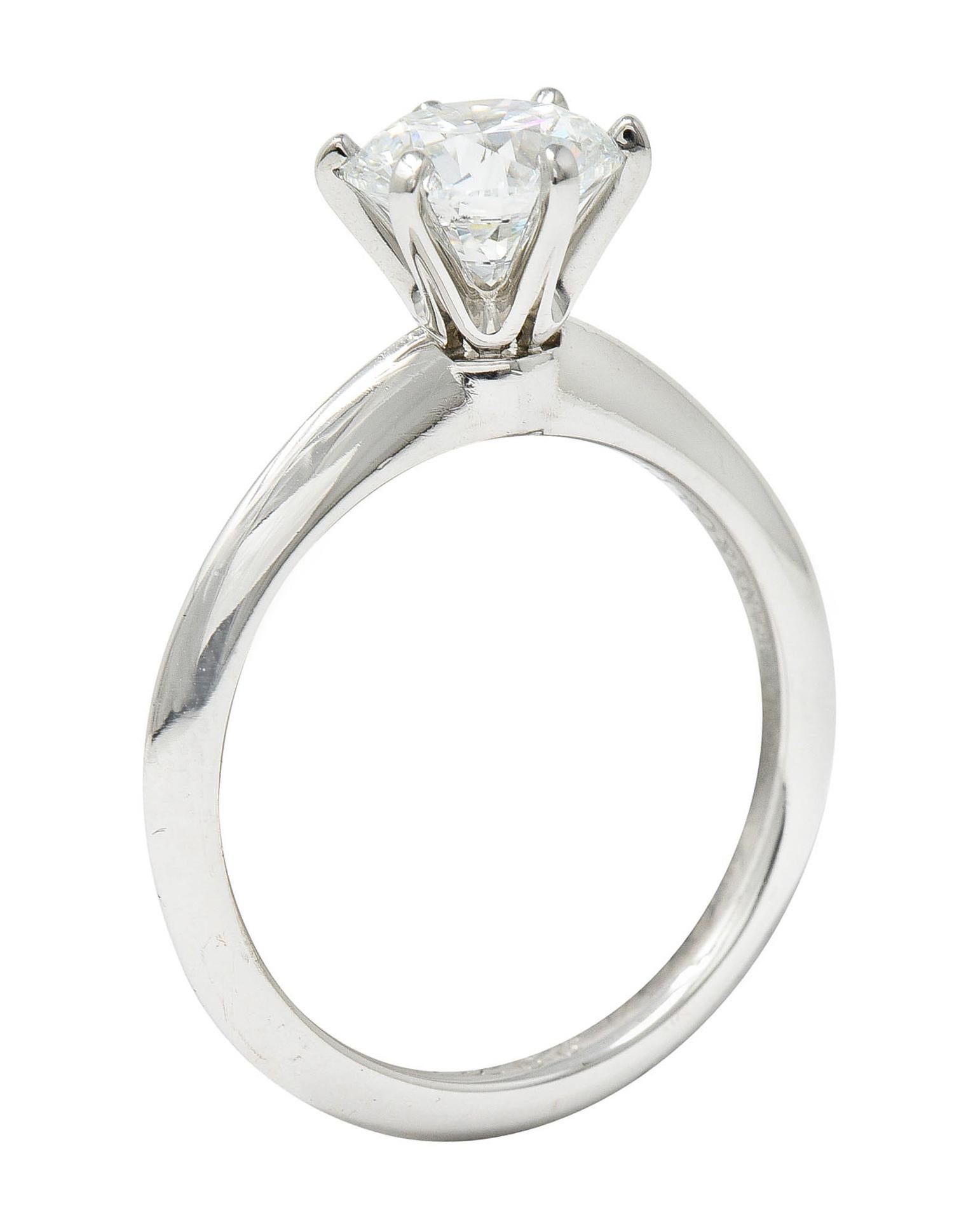 Women's or Men's Tiffany & Co. 1.38 Carats Diamond Platinum Solitaire Engagement Ring For Sale