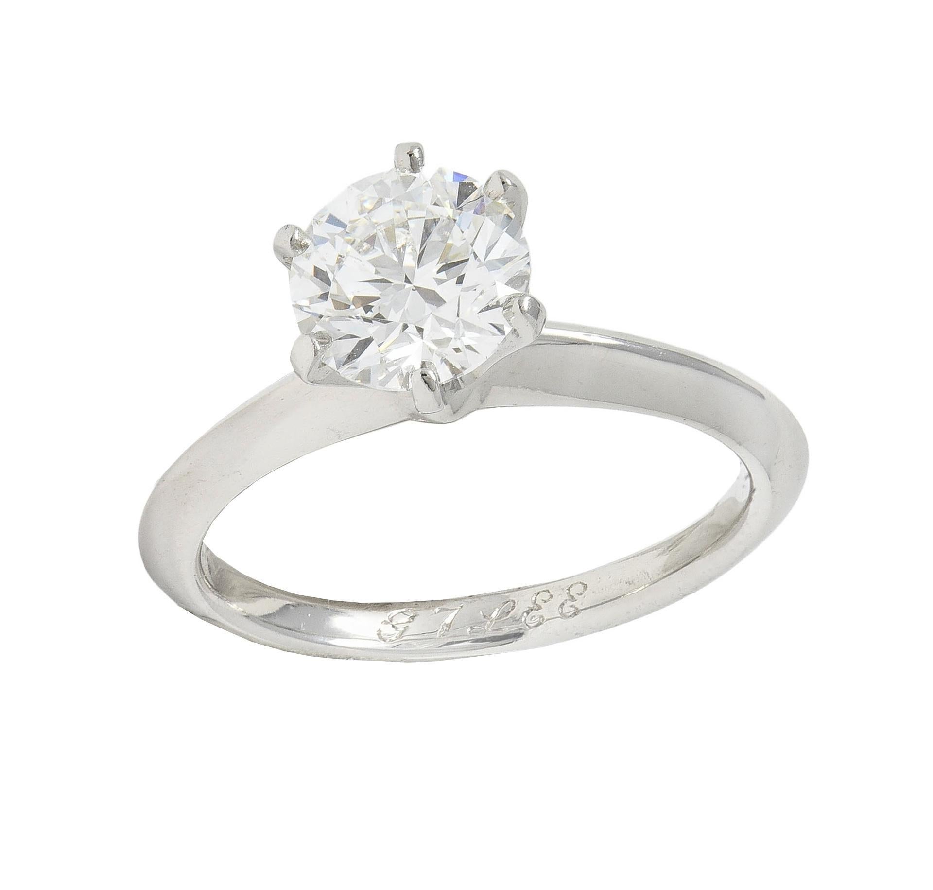 Tiffany & Co. Anello di fidanzamento solitario in platino con diamante tondo e brillante da 1,38 CTW in vendita 8