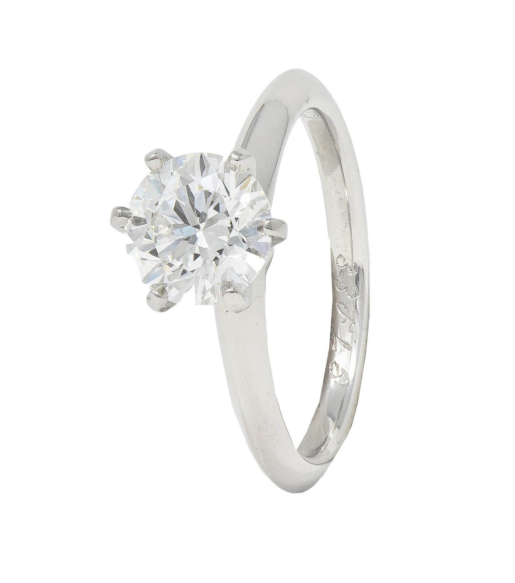 Tiffany & Co. Anello di fidanzamento solitario in platino con diamante tondo e brillante da 1,38 CTW in vendita 9