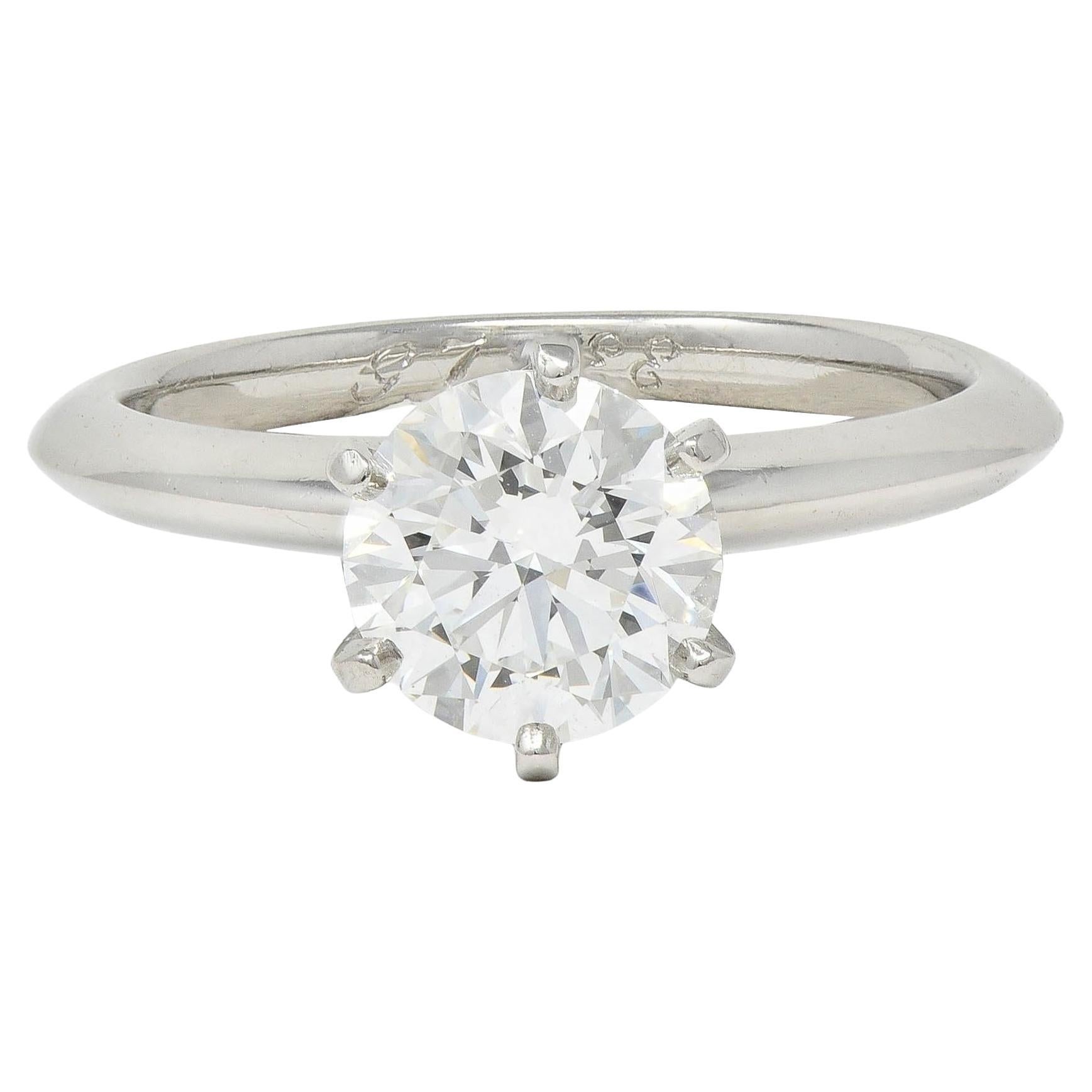 Tiffany & Co 1.38 CTW Round Brilliant Diamond Platinum Solitaire Engagement Ring