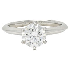 Tiffany & Co. 1,38 CTW Runder Brillant Diamant Platin Solitär Verlobungsring