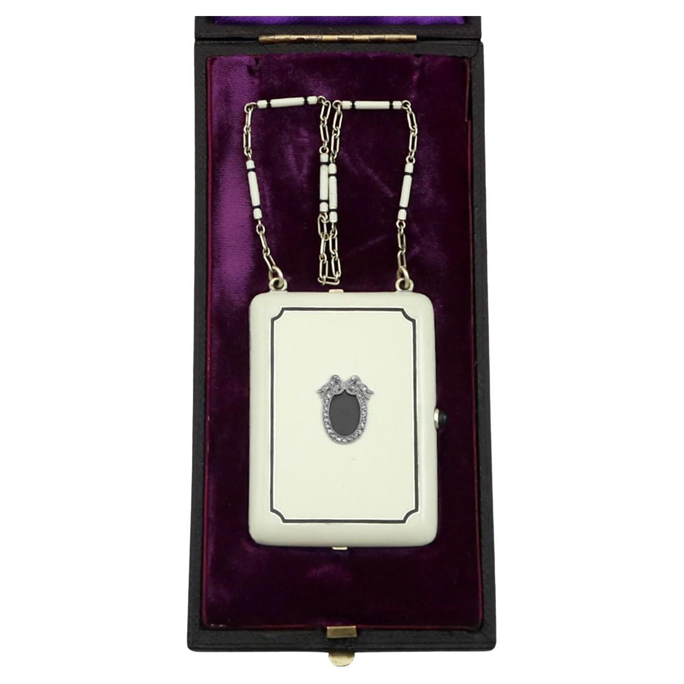 Tiffany & Co. 14 Karat Gelbgold, Emaille und Diamant Kompakt, kompakt  im Angebot