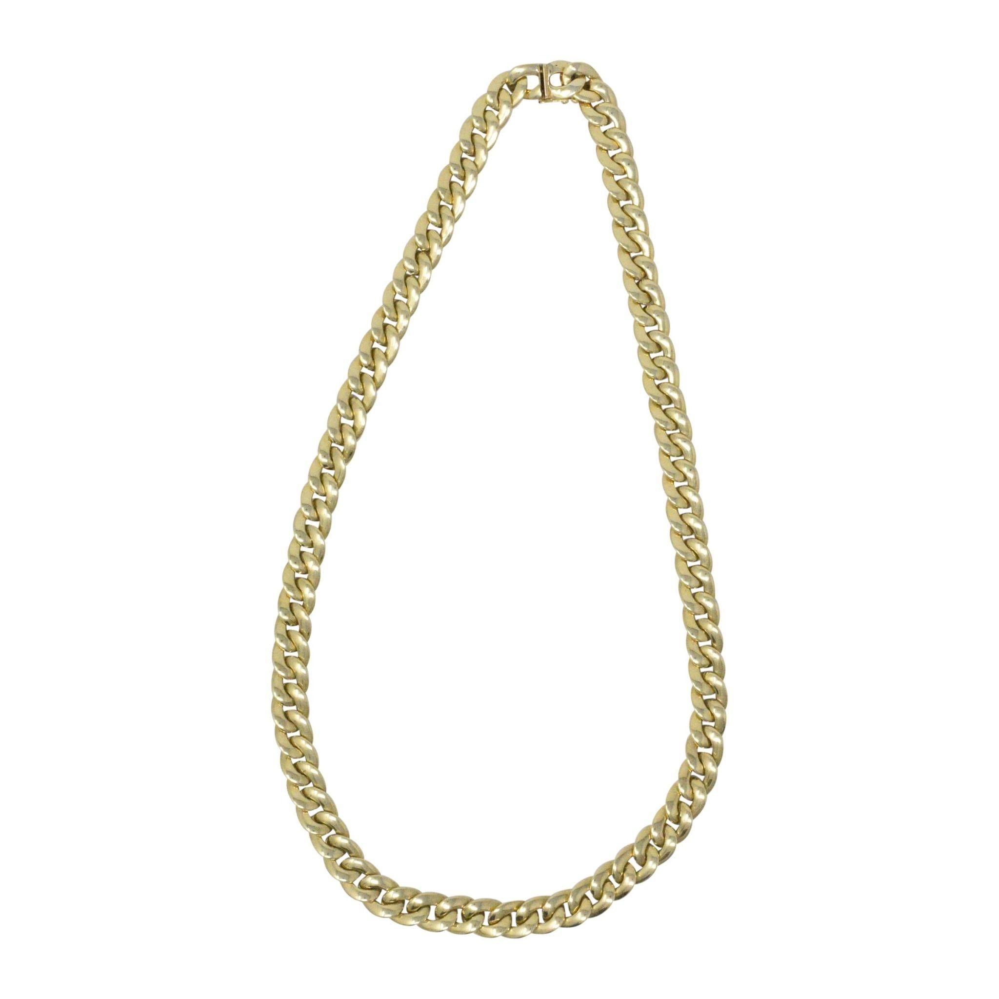 Tiffany & Co. 14 Karat Gold 24 Inch Curbed Chain Necklace In Excellent Condition In Philadelphia, PA