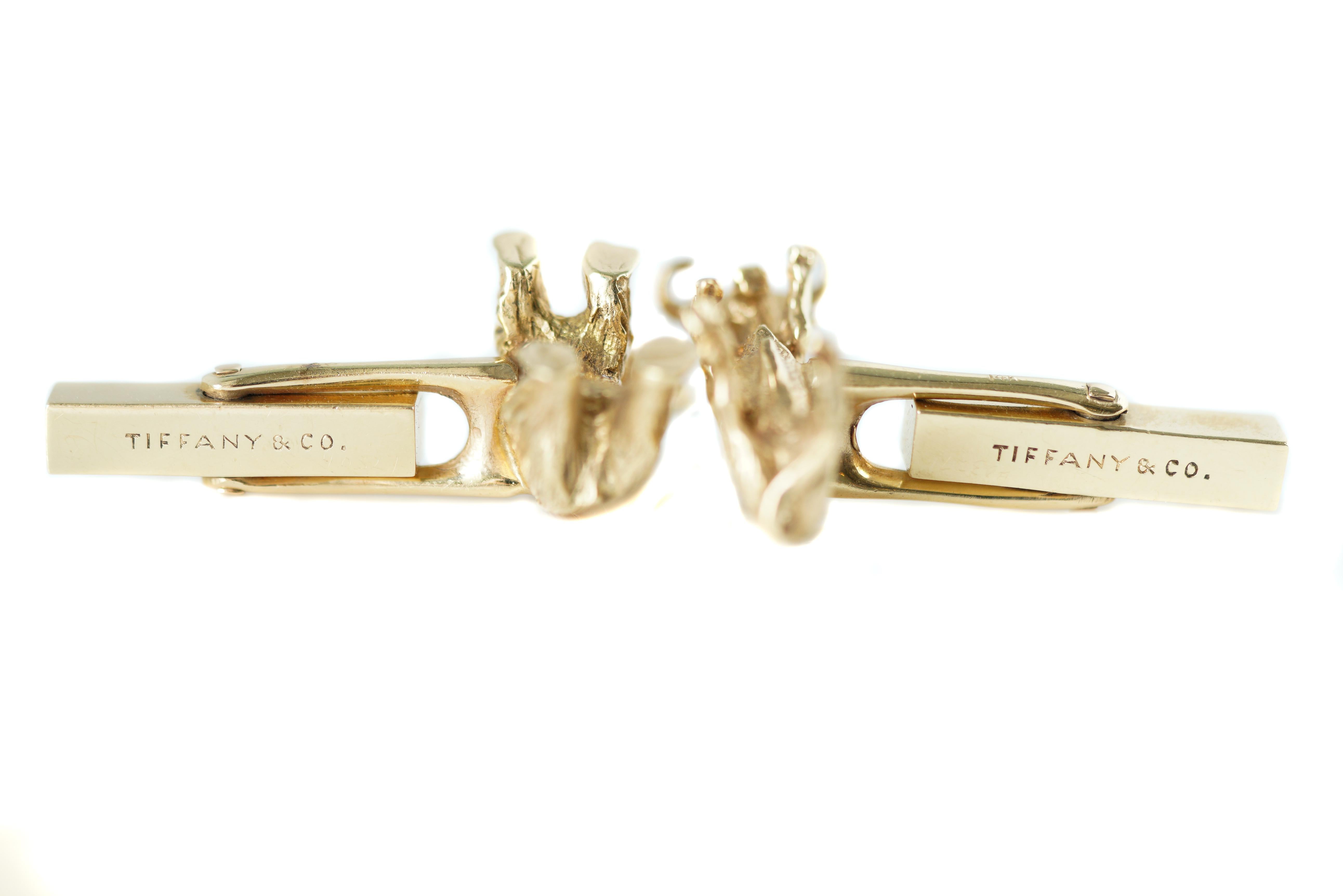 Retro Tiffany & Co. 14 Karat Gold Bear and Bull Cufflinks For Sale