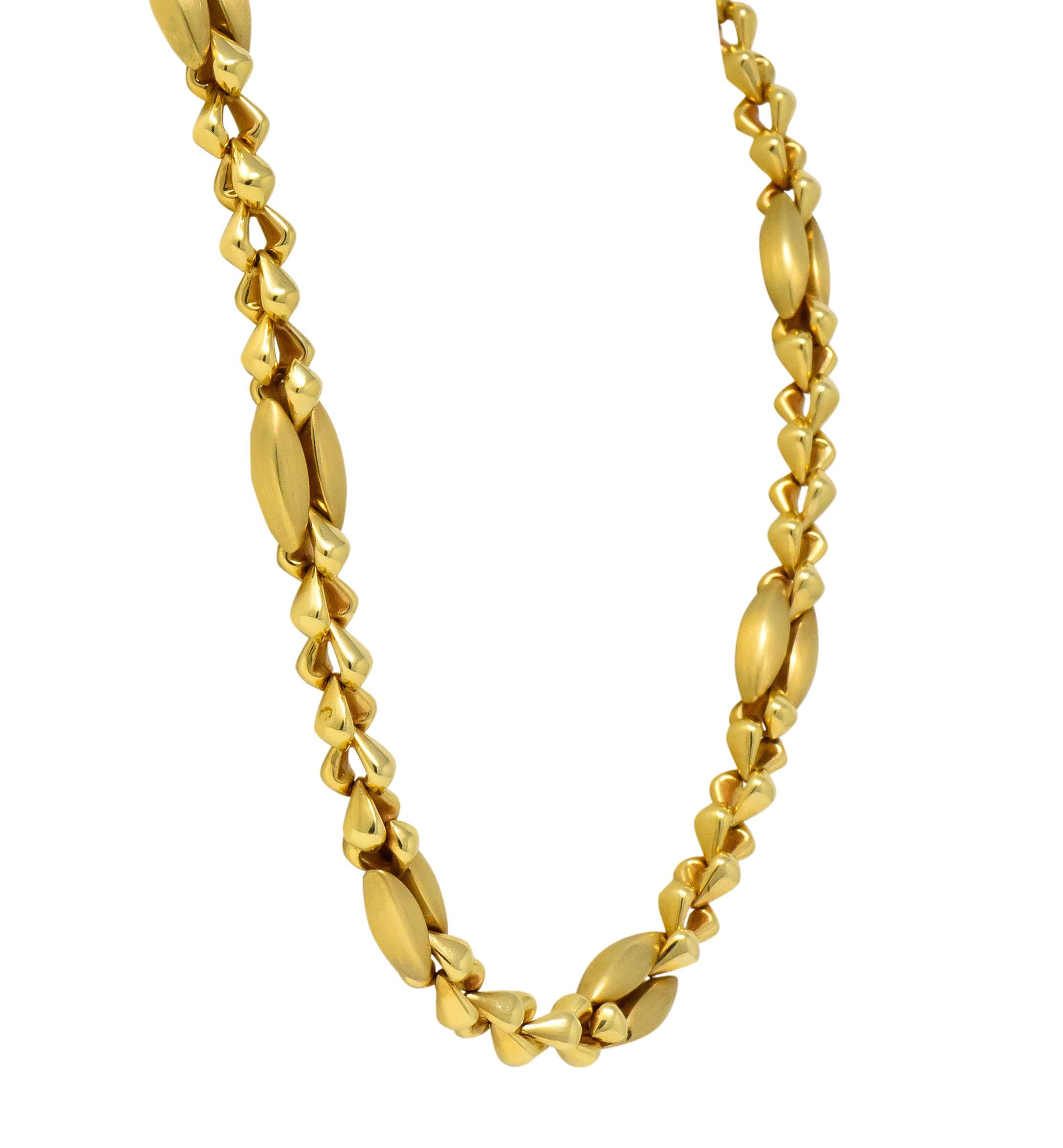 Modernist Tiffany & Co. 14 Karat Gold Bold Long Link Necklace, circa 1980