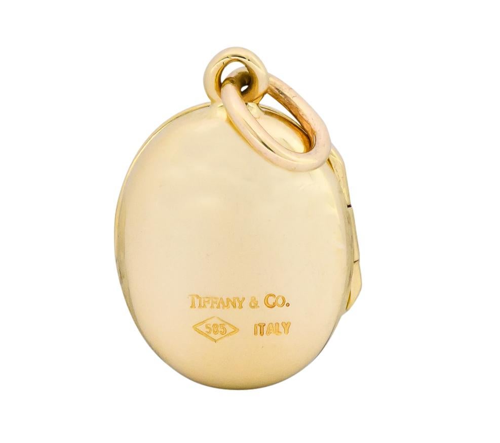 Tiffany & Co. 14 Karat Gold Contemporary Italian Locket Pendant In Excellent Condition In Philadelphia, PA