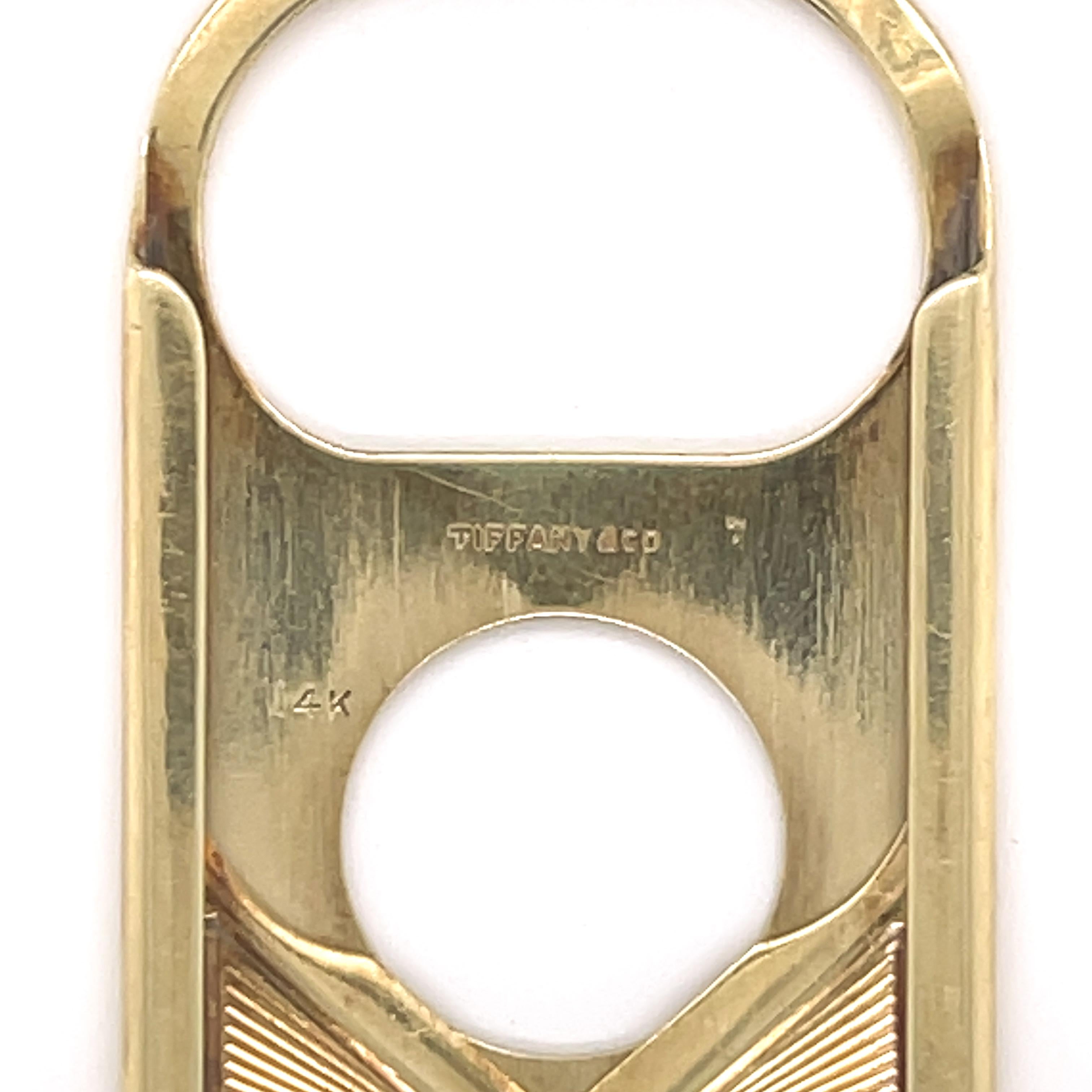 Modern Tiffany & Co. 14 Karat Gold Guillotine or Straight-Cut Cigarillo Cigar Cutter  For Sale