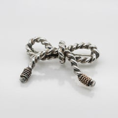 Tiffany & Co. 14 Karat Gold & Sterling Silver Bow-Tie Brooch or Pin