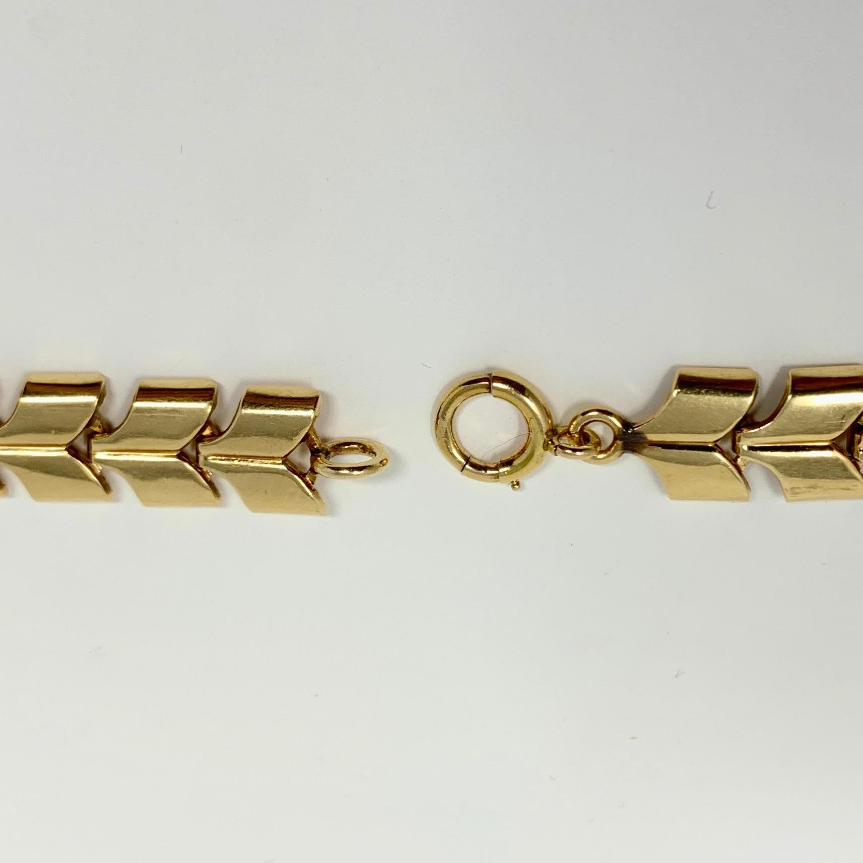 Tiffany & Co. 14 Karat Gold Vintage Chevron Link Necklace 1