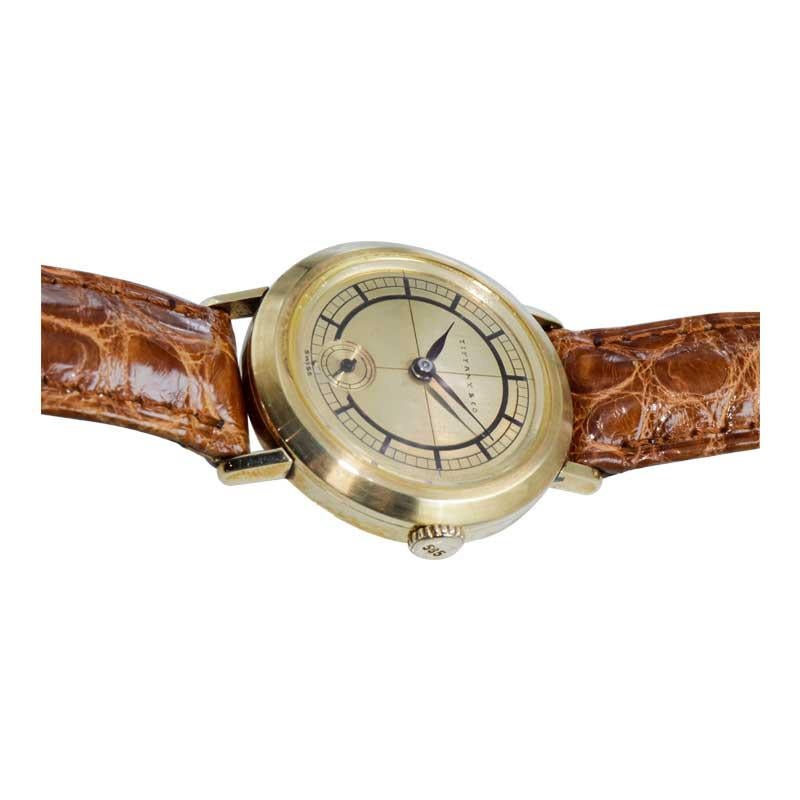 Vintage-Uhr von Tiffany & Co. aus 14 Karat massivem Gelbgold, ca. 1930er Jahre im Angebot 5