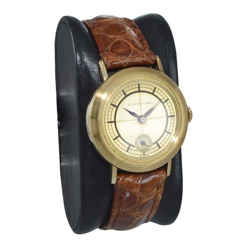Art Deco Tiffany & Co. 14 Karat Solid Yellow Gold Vintage Watch, circa 1930s For Sale